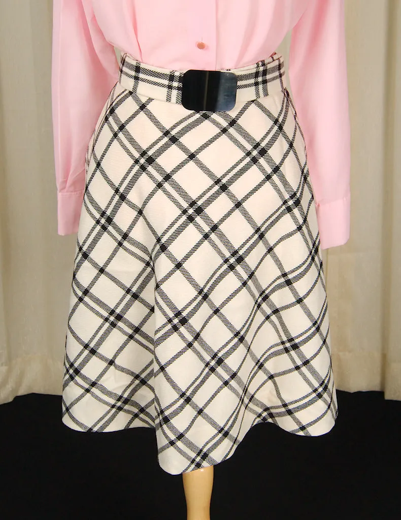 1960s Beige & Black Check Skirt