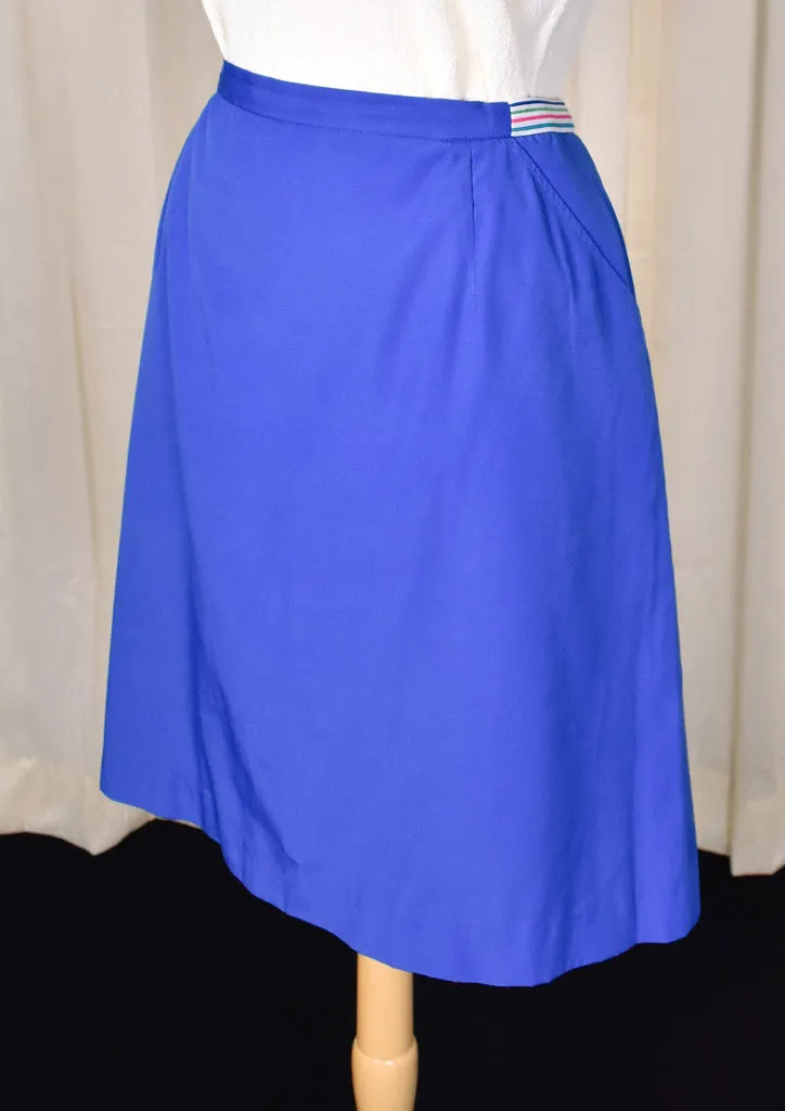 1960s Vintage Royal Blue Striped Skort
