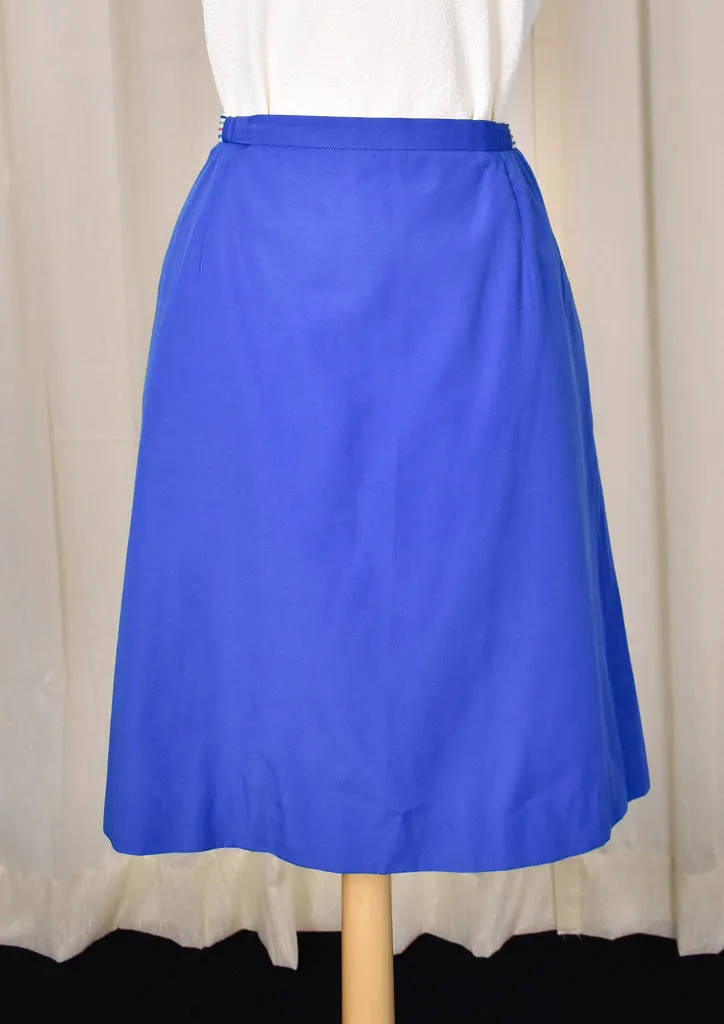 1960s Vintage Royal Blue Striped Skort