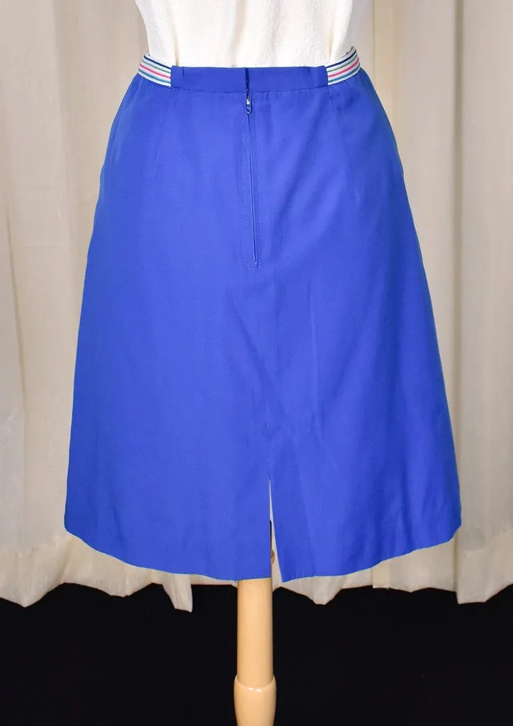 1960s Vintage Royal Blue Striped Skort