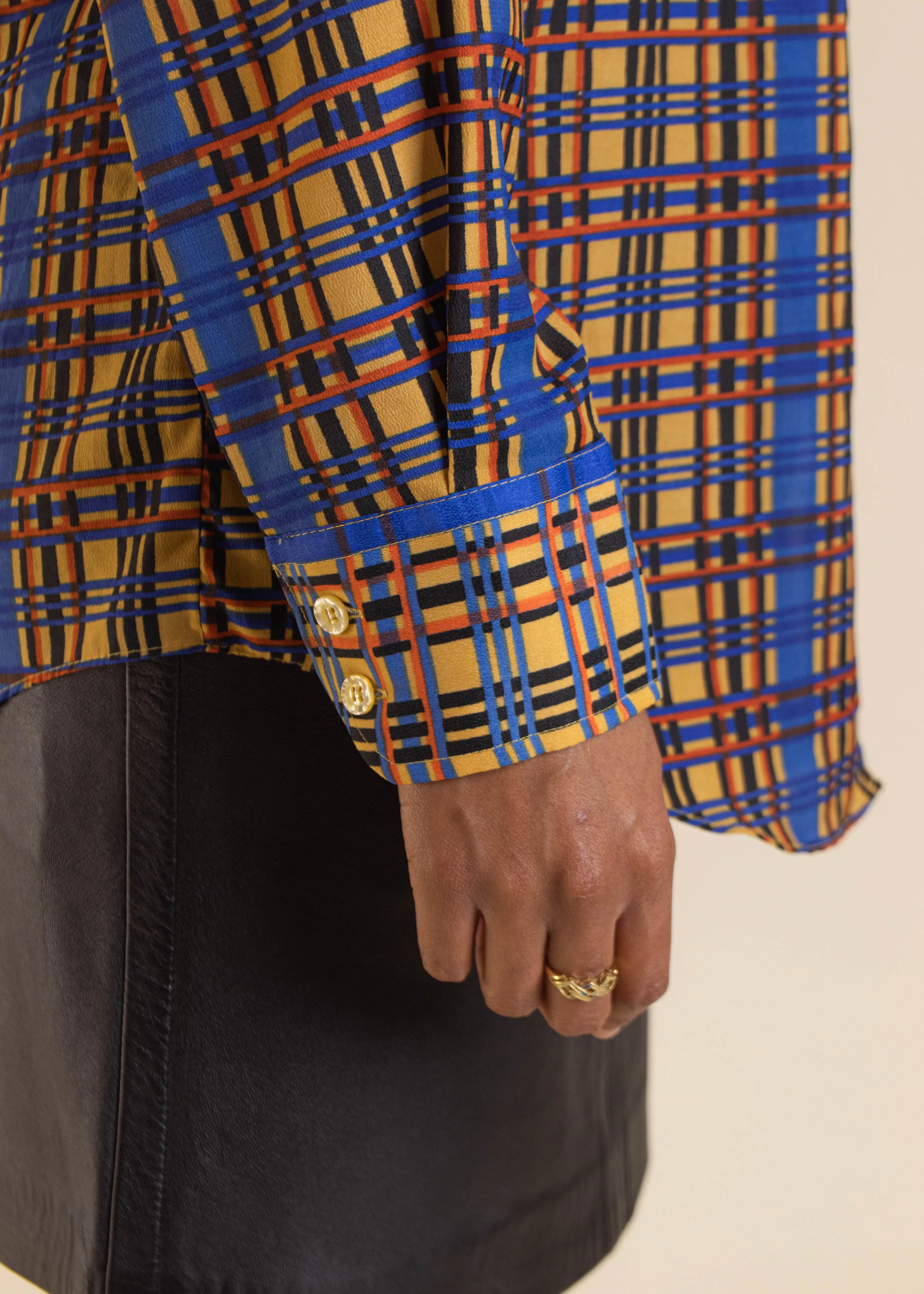 1970s Guild Ball Geometric Pattern Long Sleeve Button Up Shirt Size S/M