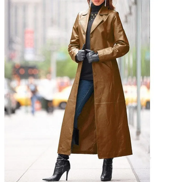 Amory - Long Women Leather Overcoat by The Nevermore