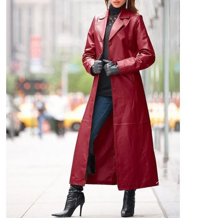Amory - Long Women Leather Overcoat by The Nevermore