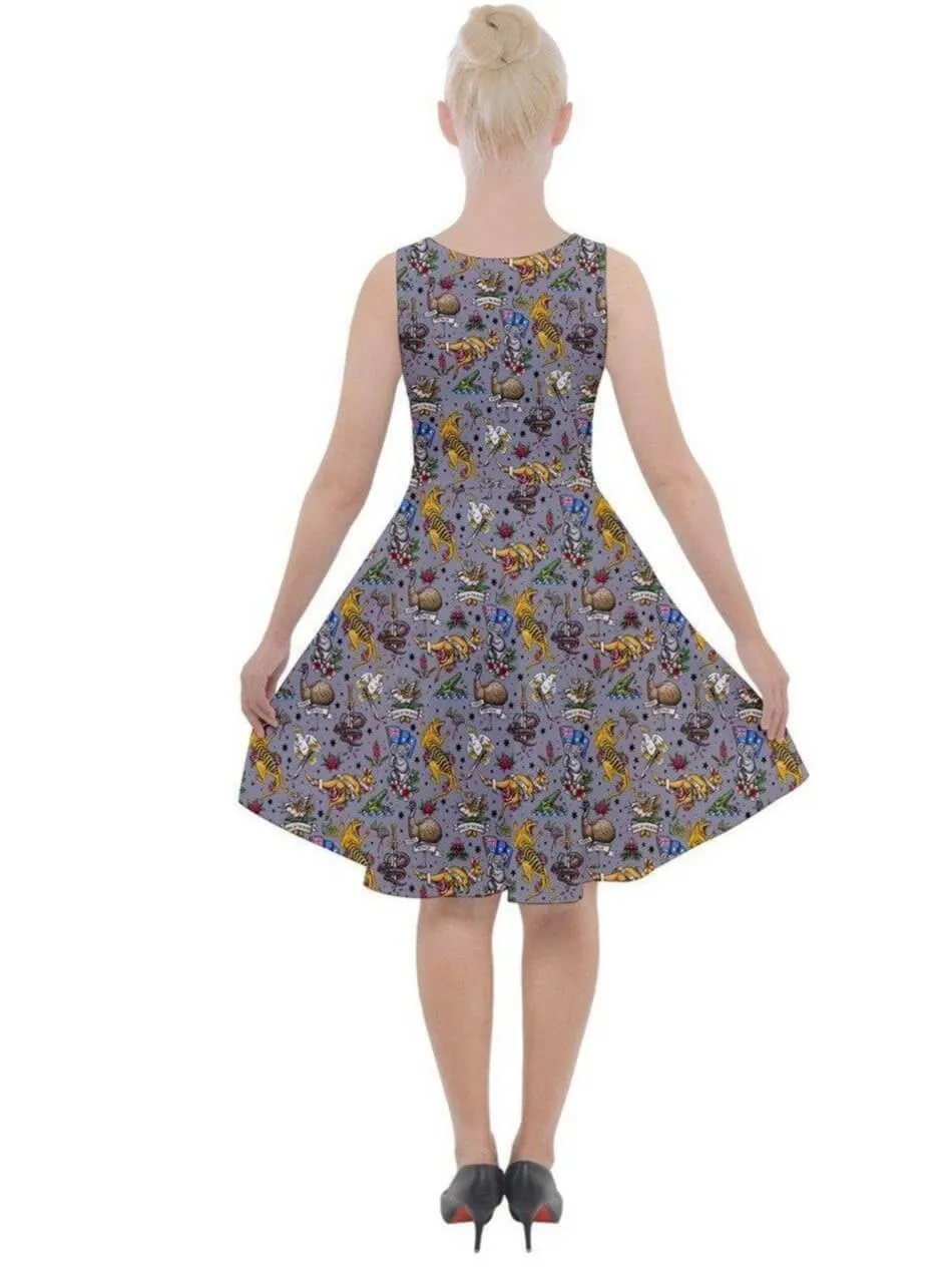 Aussie Fauna Knee Length Skater Dress With Pockets