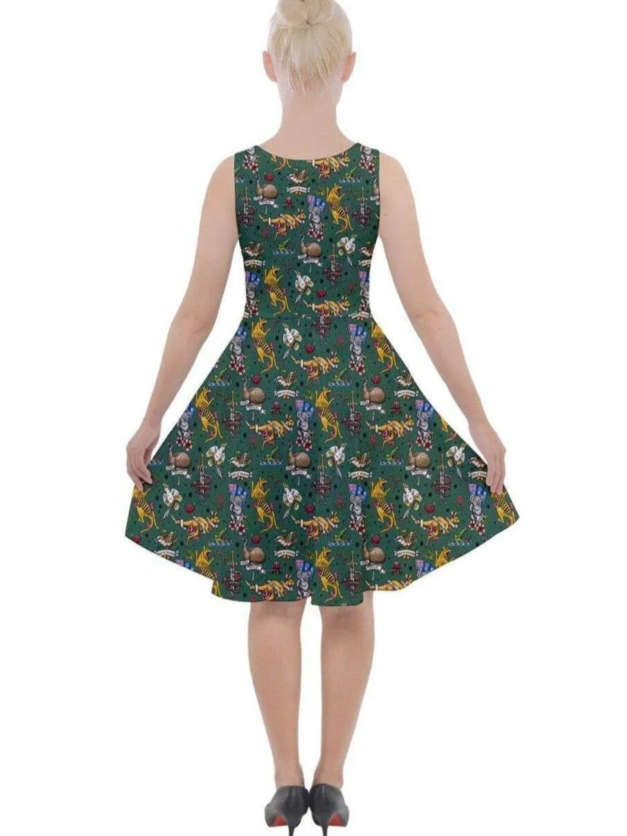 Aussie Fauna Knee Length Skater Dress With Pockets