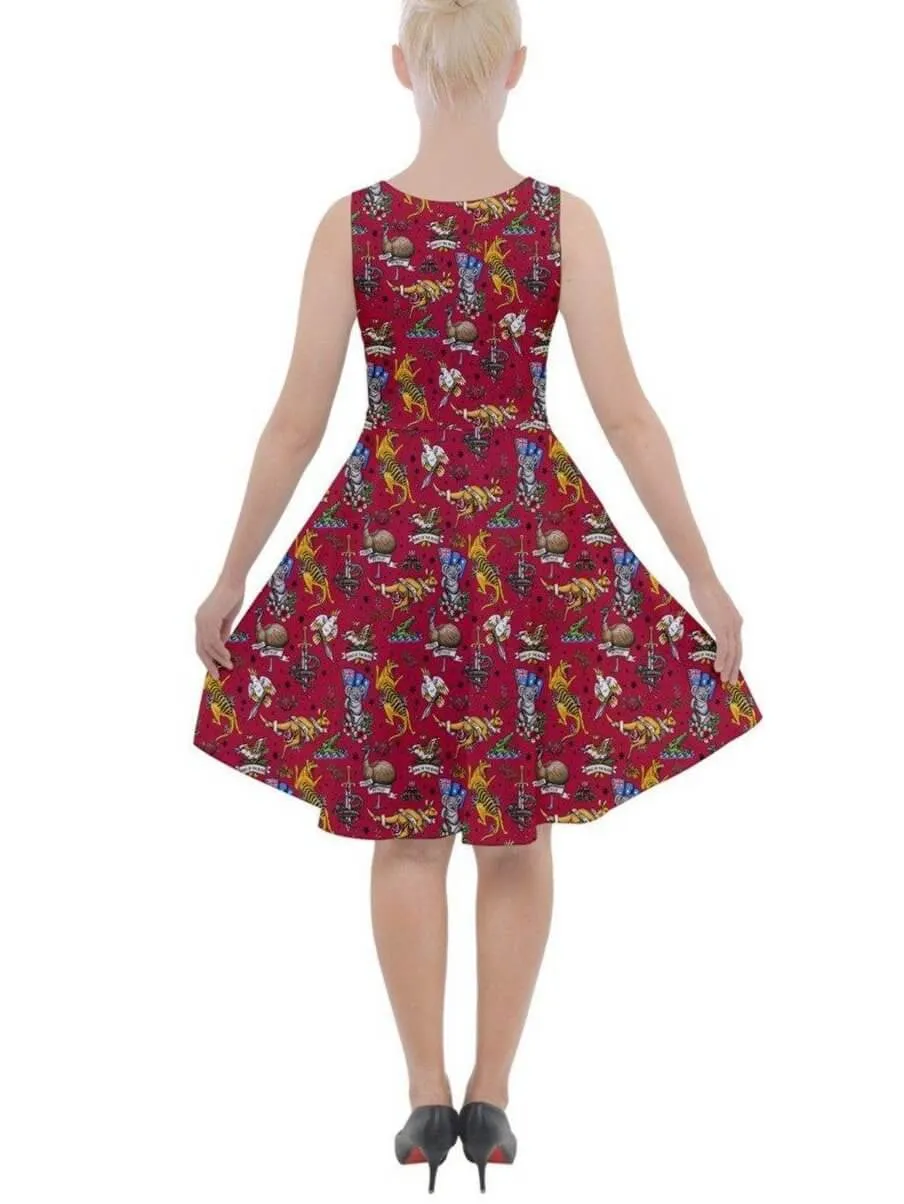 Aussie Fauna Knee Length Skater Dress With Pockets