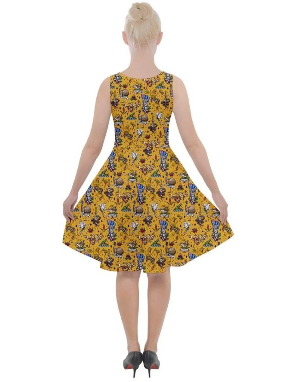 Aussie Fauna Knee Length Skater Dress With Pockets