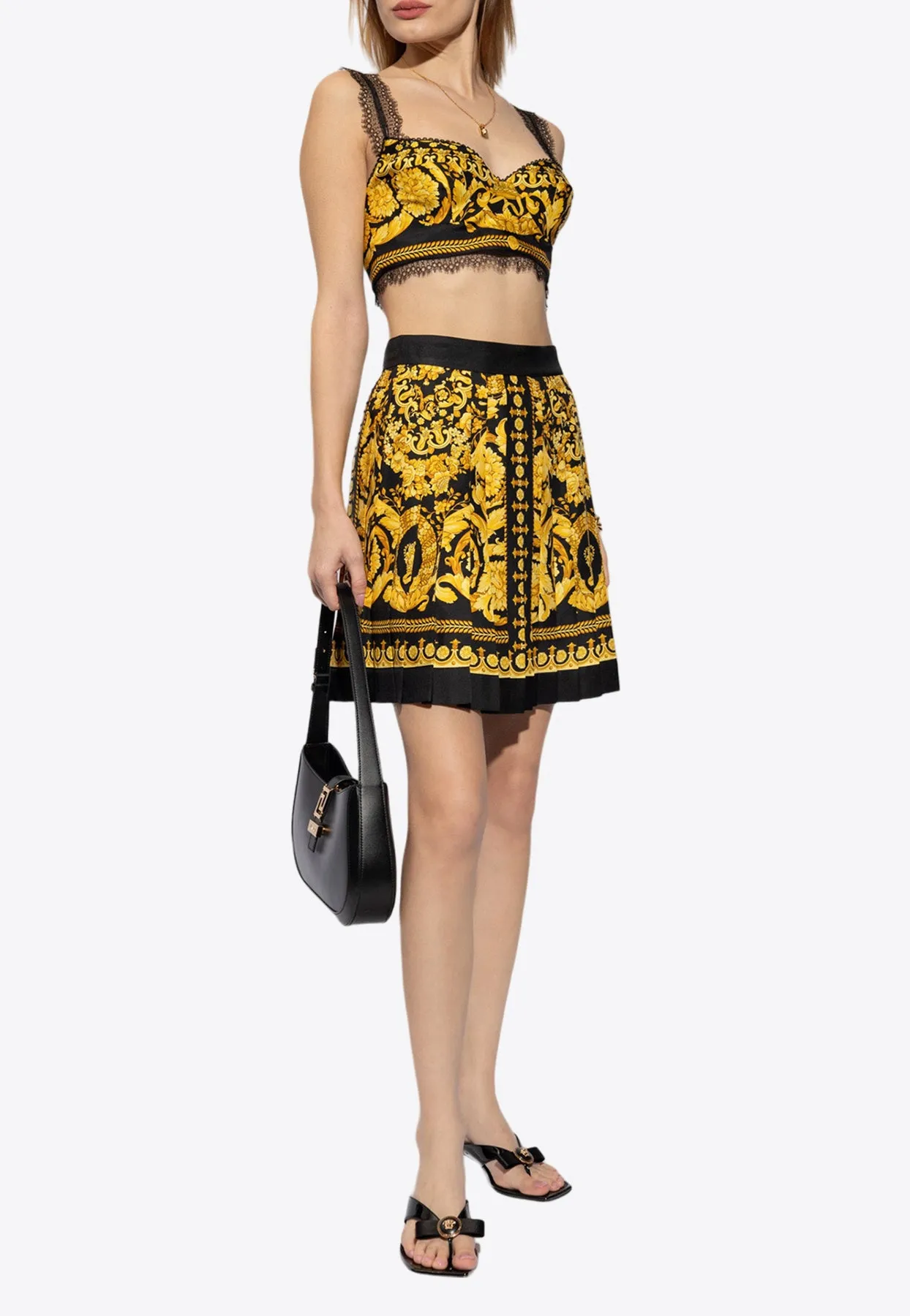Barocco Print Silk Mini Skirt