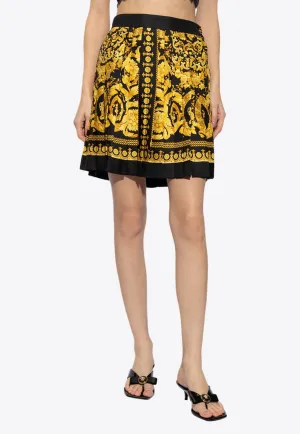 Barocco Print Silk Mini Skirt