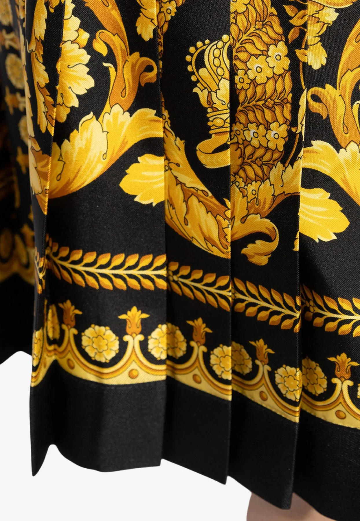 Barocco Print Silk Mini Skirt