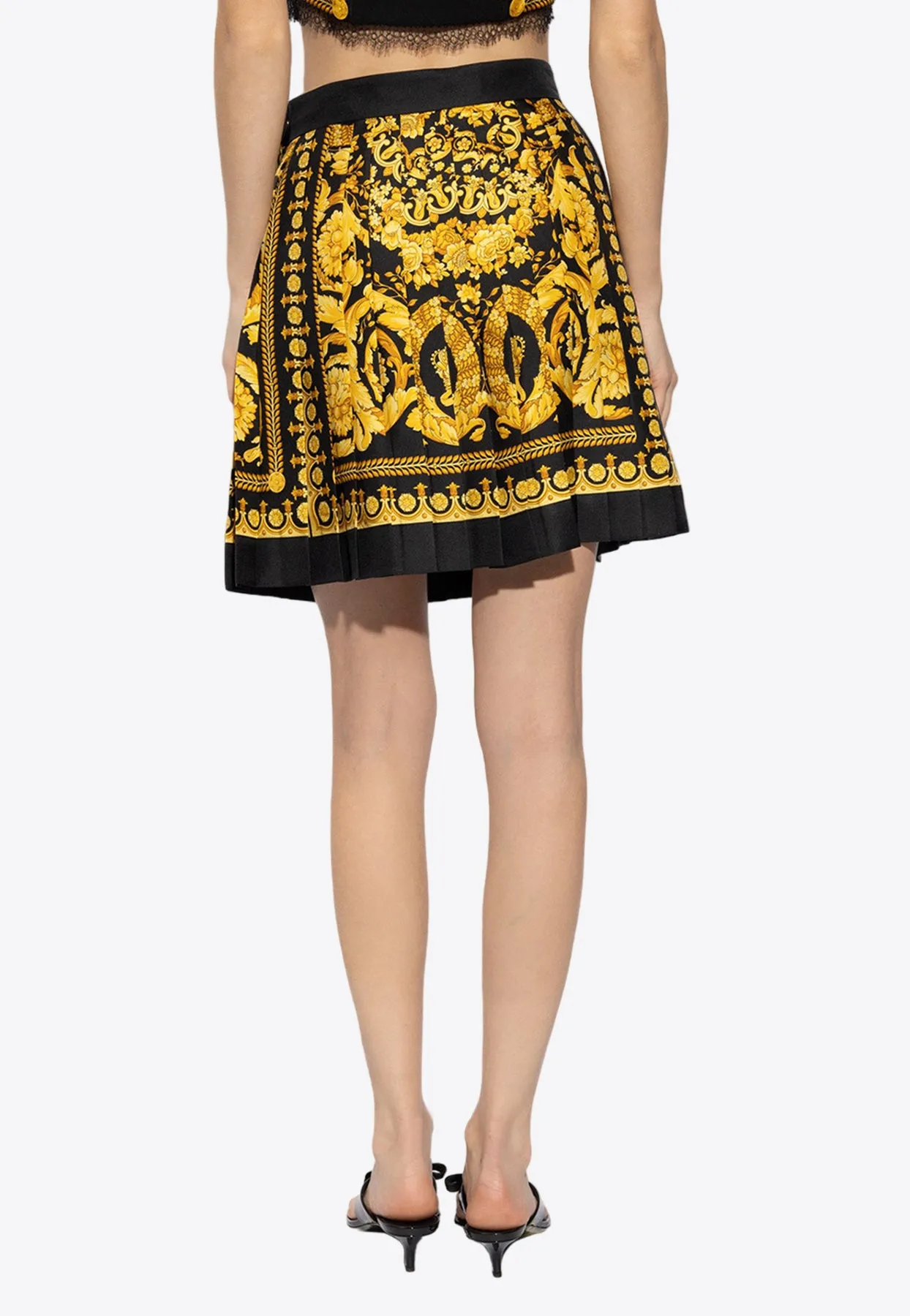 Barocco Print Silk Mini Skirt