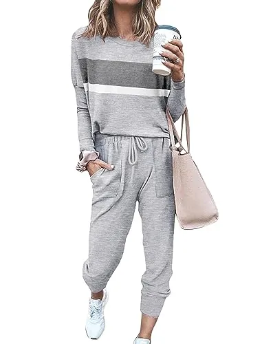 Bofell Lounge Sets for Women 2 Piece Fall Outfits 2023 Fashion Trending Now Sweatsuits Tracksuits with Pockets Work Out Sets