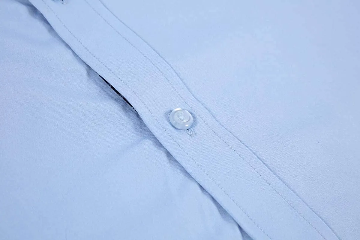 Calvetti Mens Dress Shirts Wrinkle Free Regular Long Sleeve Shirts-LIGHT BLUE