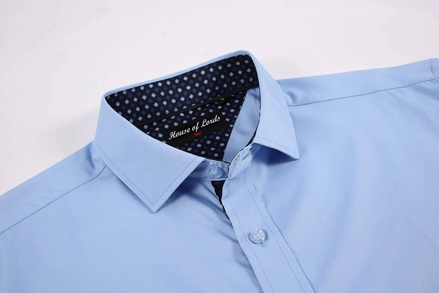 Calvetti Mens Dress Shirts Wrinkle Free Regular Long Sleeve Shirts-LIGHT BLUE