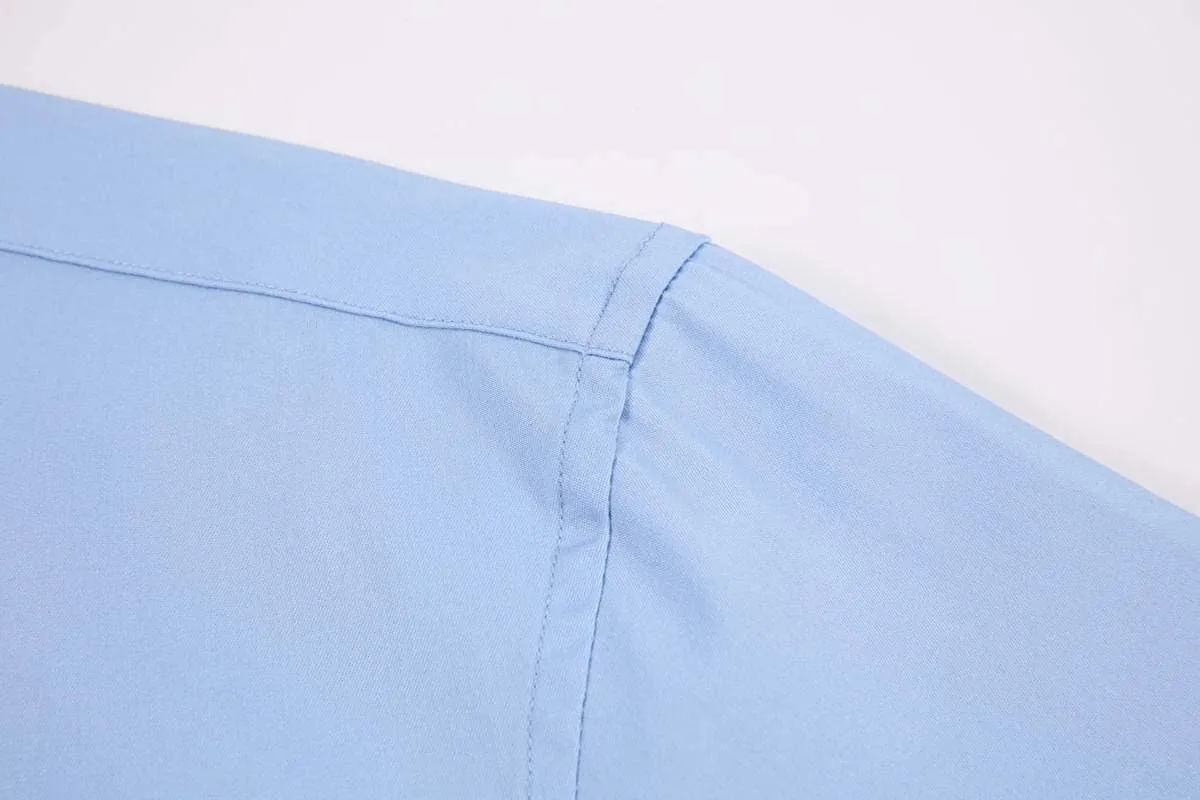 Calvetti Mens Dress Shirts Wrinkle Free Regular Long Sleeve Shirts-LIGHT BLUE
