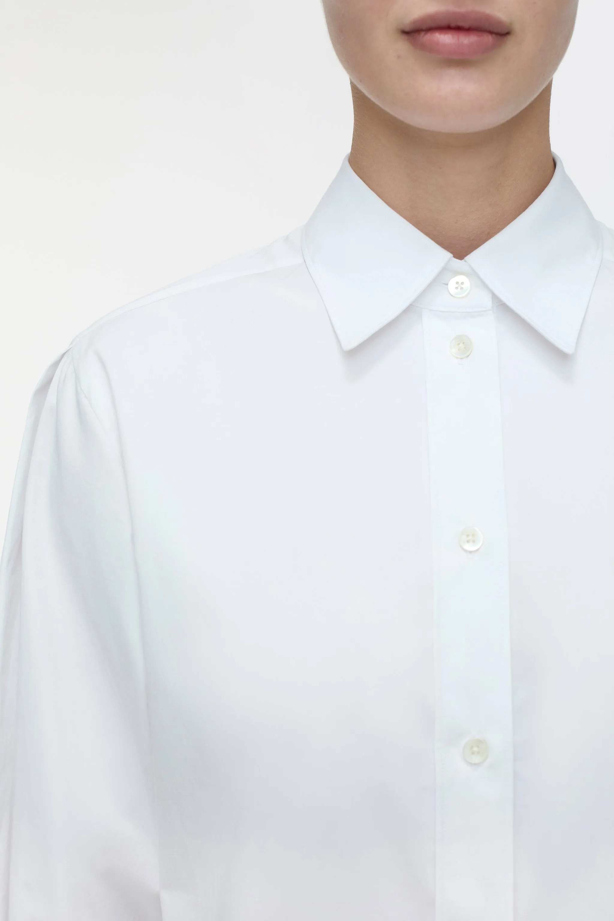 CLOSED WOMENS COTTON POPLIN SHIRT BLOUSE - WHITE