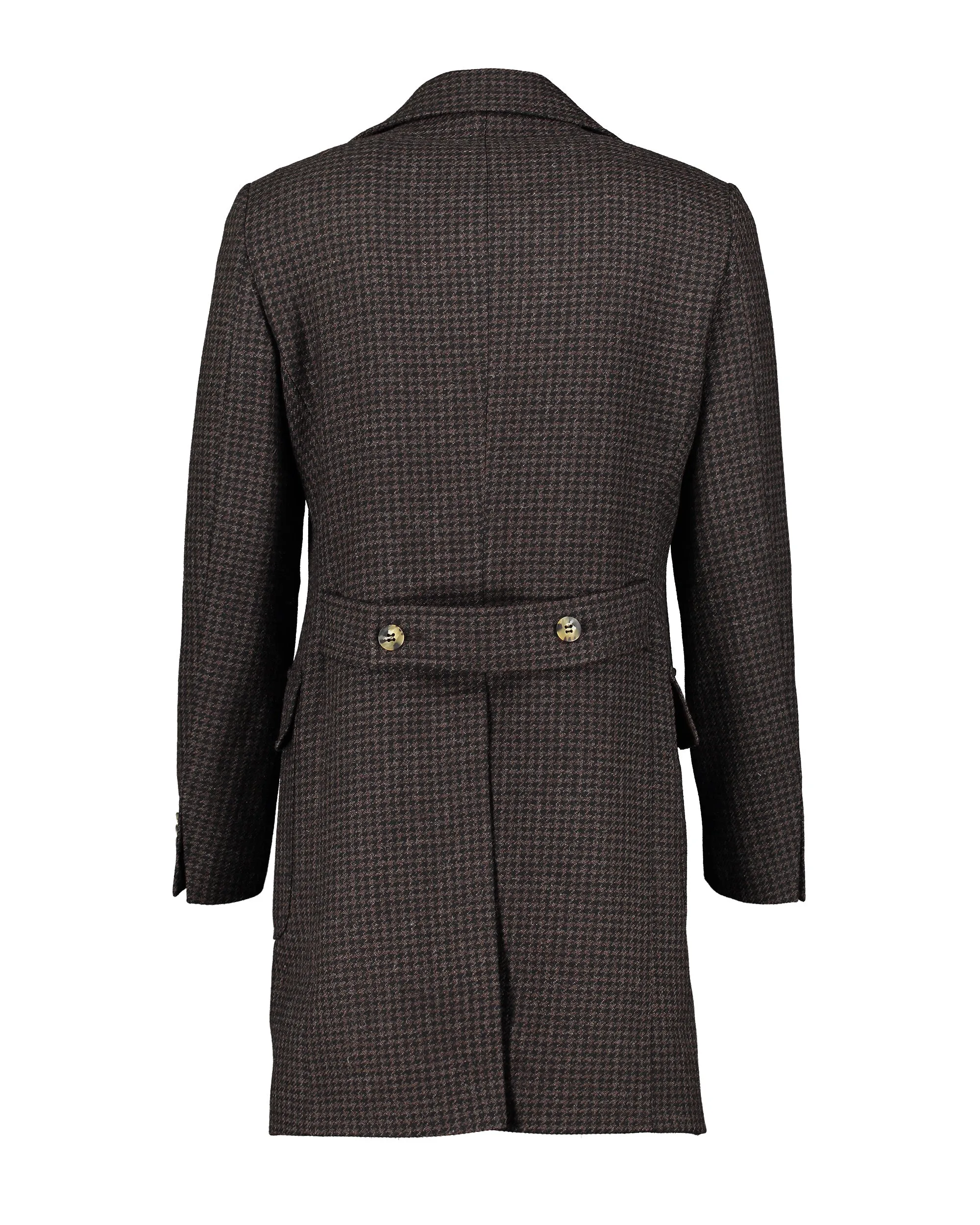Corleone Brown Houndstooth Double-Breasted Polo Coat