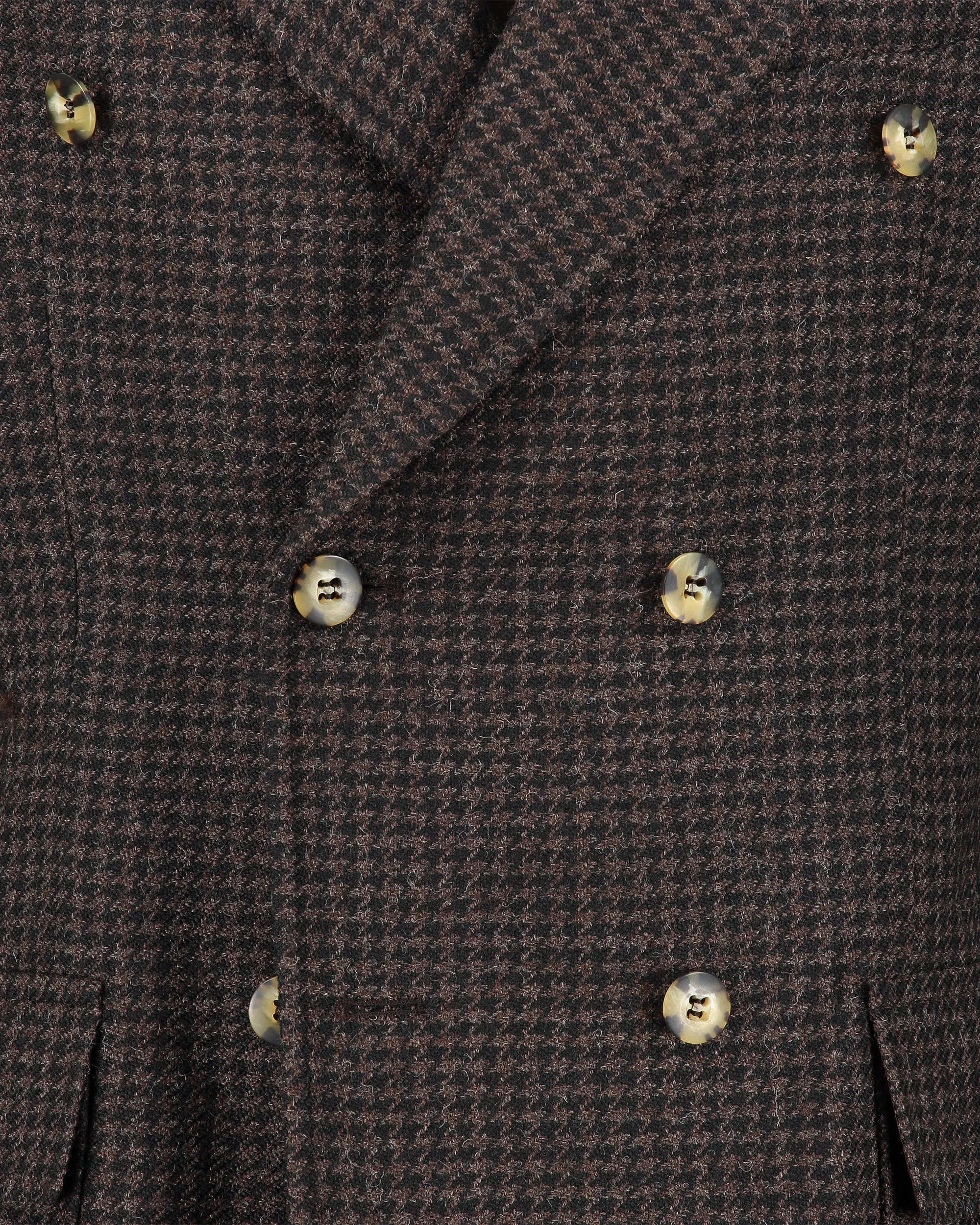 Corleone Brown Houndstooth Double-Breasted Polo Coat