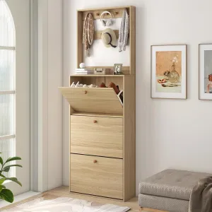 cozy Shoe Rack, 3 Tier Shoe Storage Cabinet , Freestanding Tipping Shoe Shelves Organizer