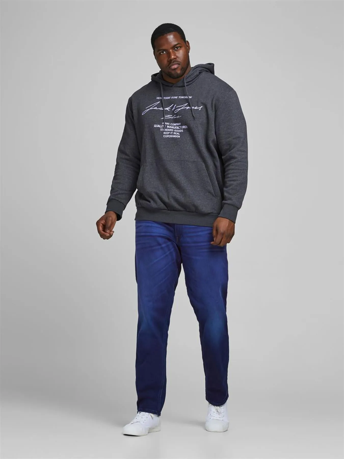 Jack & Jone Mens Glenn Original GE 106 Indigo Knit Plus Size Slim Fit Jeans