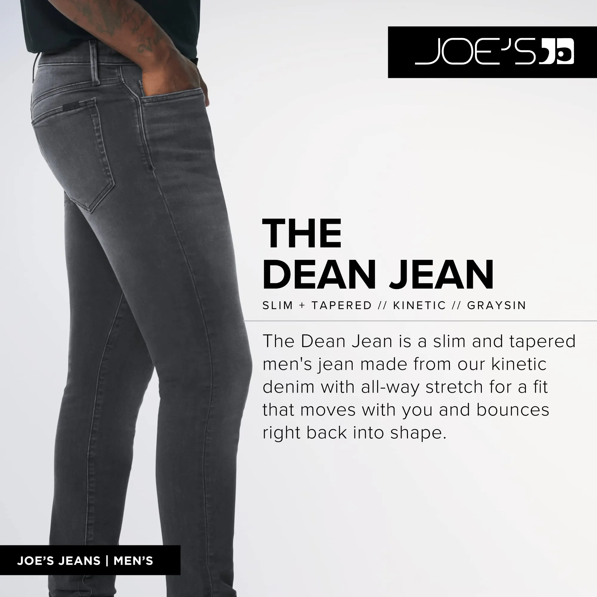 Joe's Jeans Men's The Dean Graysin Size 40X34 Slim Tapered Jeans