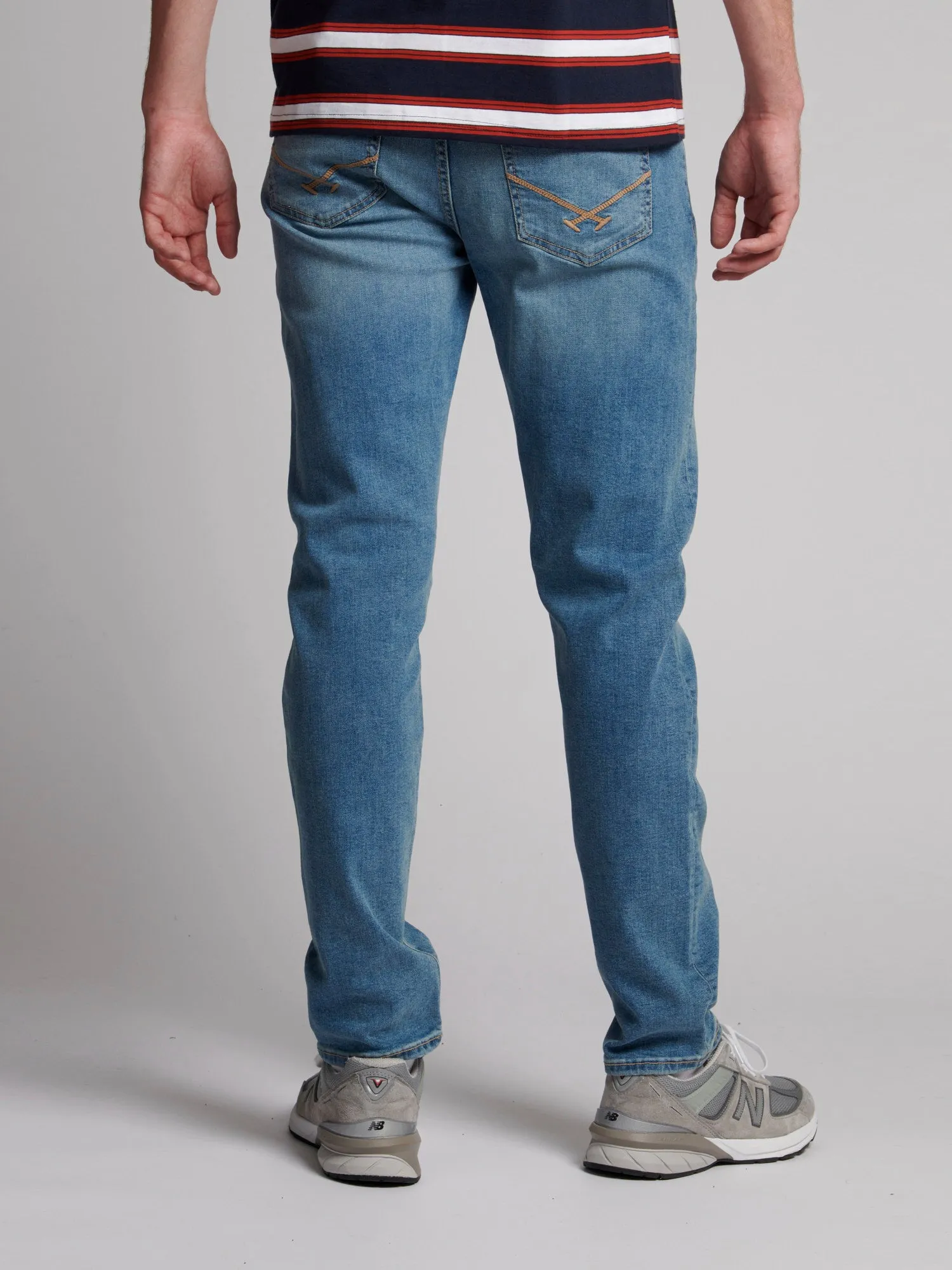 Mens 5 Pocket Slim Fit Denim Jeans in Mid Wash