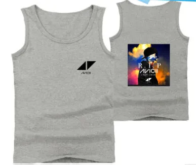 Mens Casual Tank Tops Summer Sleeveless T-shirt Vest Men Underwear Crew Neck Athletic Vest Sweden DJ Avicii Print Vests Tees Male Tops