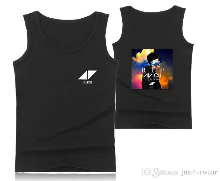 Mens Casual Tank Tops Summer Sleeveless T-shirt Vest Men Underwear Crew Neck Athletic Vest Sweden DJ Avicii Print Vests Tees Male Tops