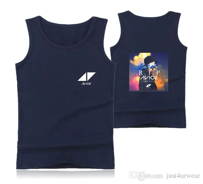 Mens Casual Tank Tops Summer Sleeveless T-shirt Vest Men Underwear Crew Neck Athletic Vest Sweden DJ Avicii Print Vests Tees Male Tops