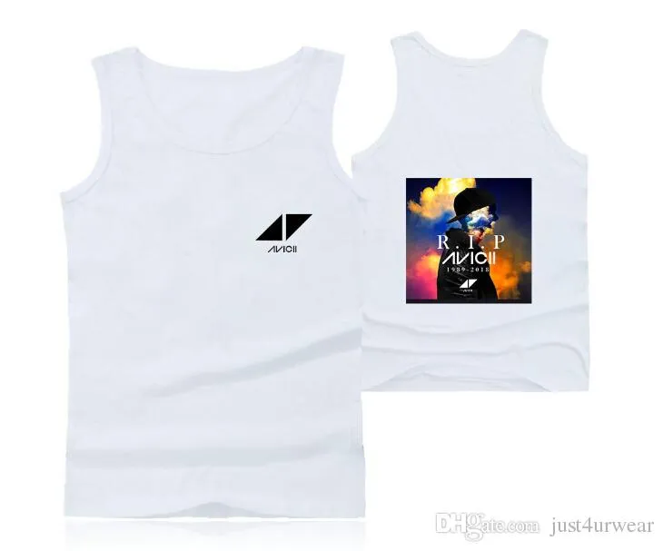 Mens Casual Tank Tops Summer Sleeveless T-shirt Vest Men Underwear Crew Neck Athletic Vest Sweden DJ Avicii Print Vests Tees Male Tops