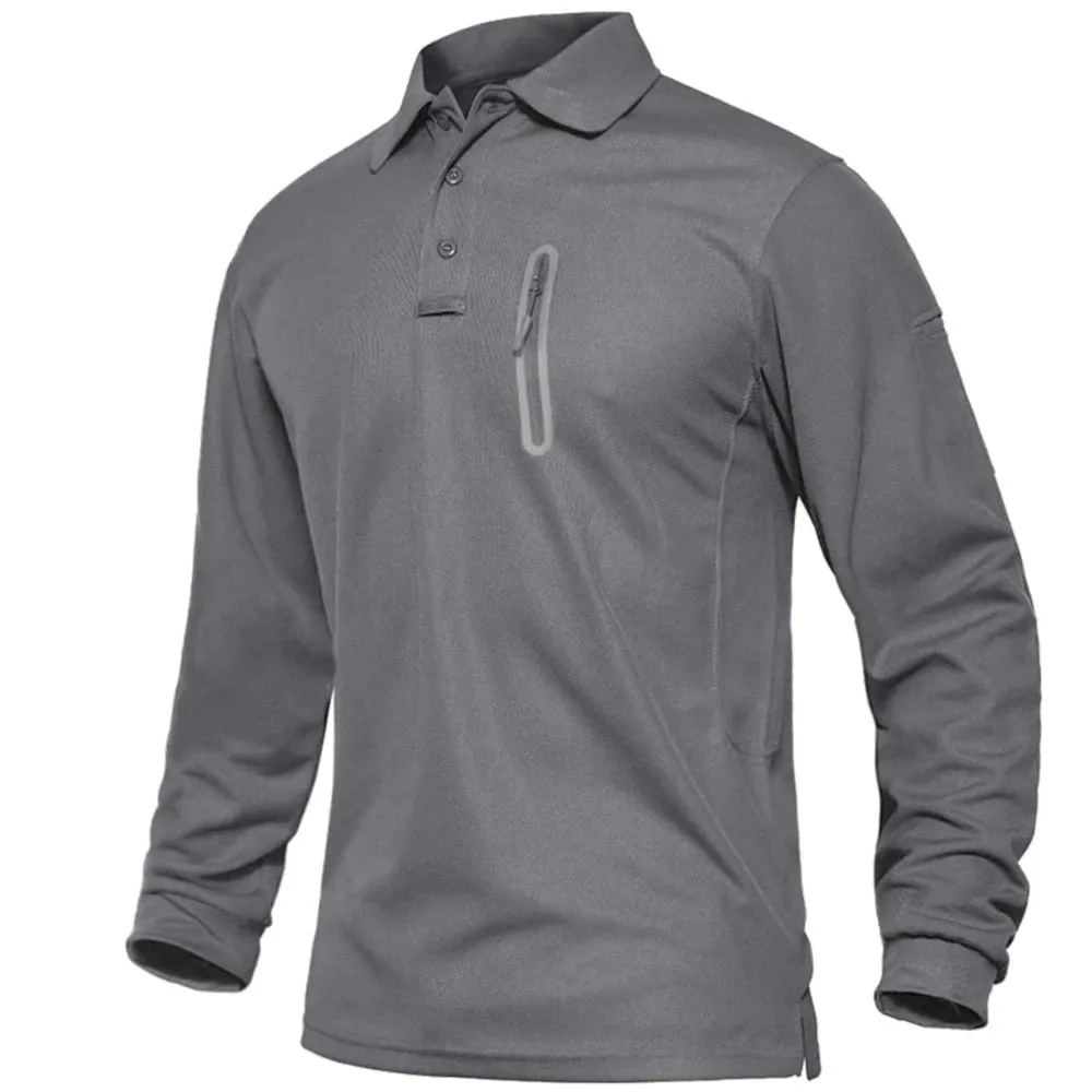Mens Long Sleeve Polos Tee Shirts Summer Casual Golf Sports T-shirts Tops