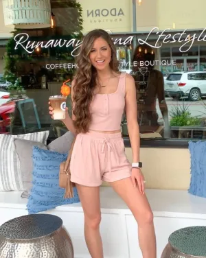 MEROKEETY Ribbed Tank Top and Shorts Lounge Set