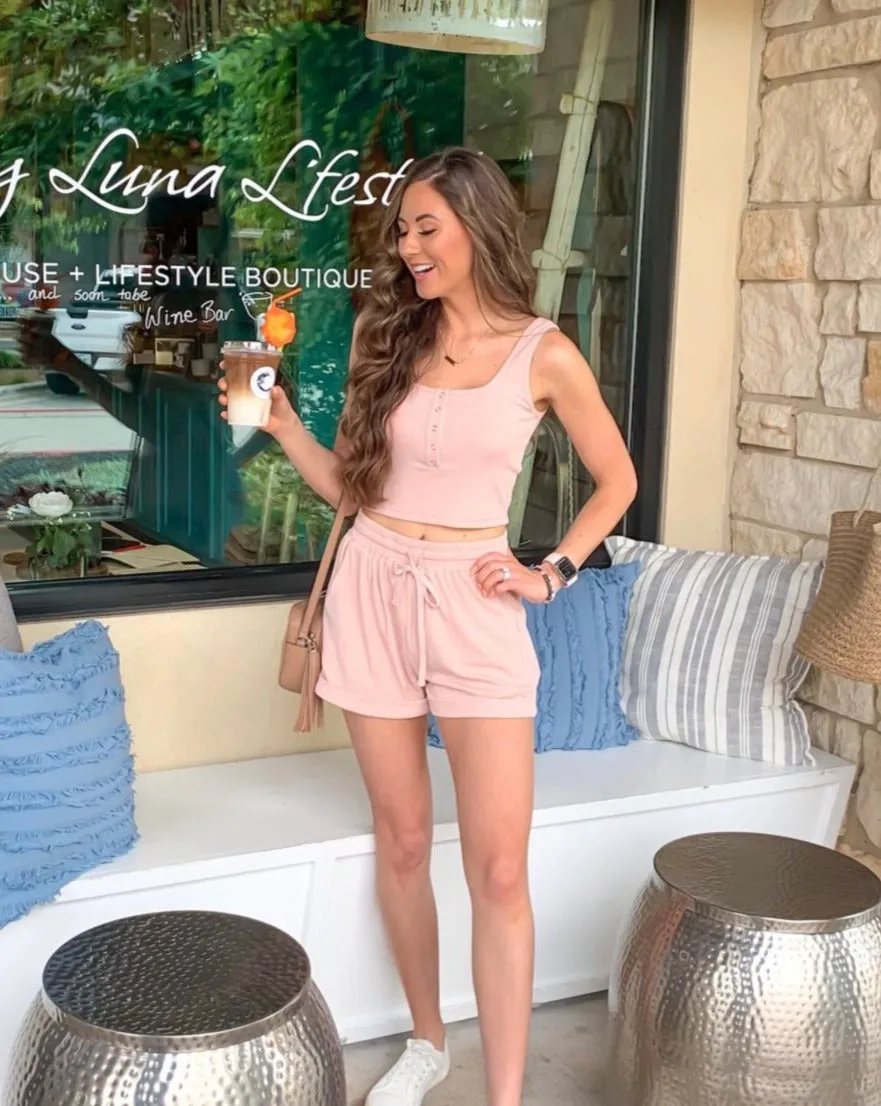 MEROKEETY Ribbed Tank Top and Shorts Lounge Set
