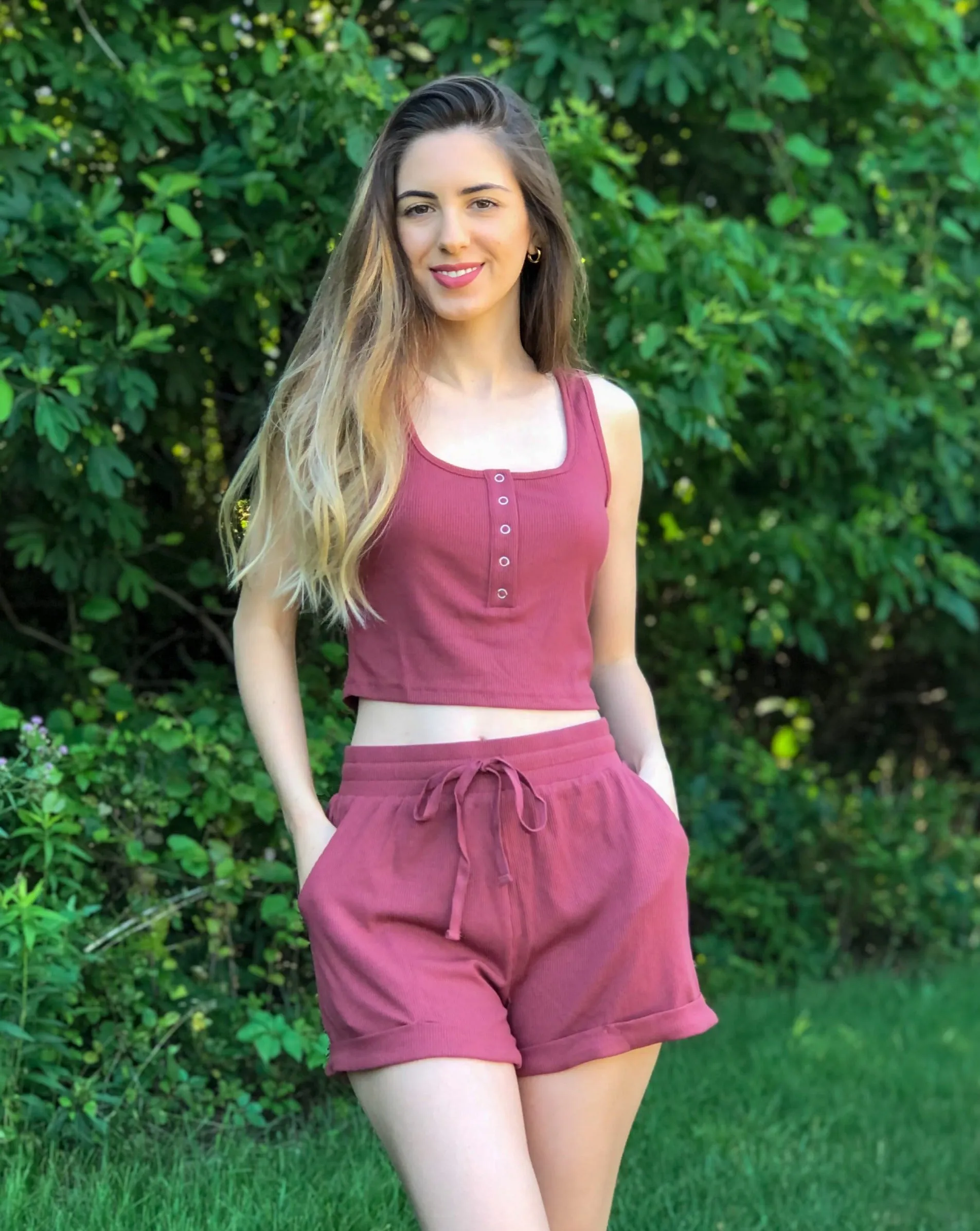 MEROKEETY Ribbed Tank Top and Shorts Lounge Set