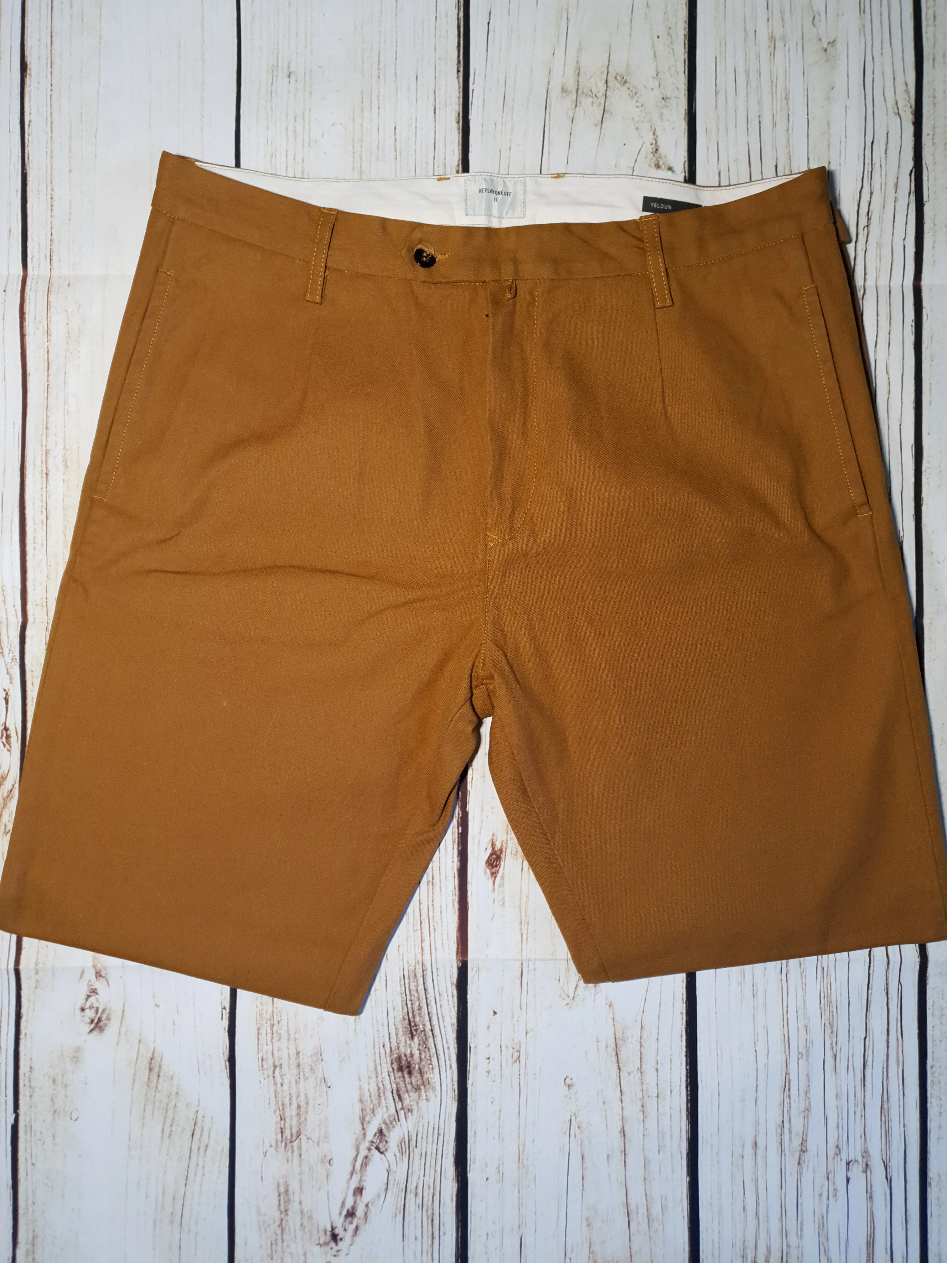 Replay Tan One Off II Yeldun Evolution Mens Cotton Canvas Jeans W33" L31"