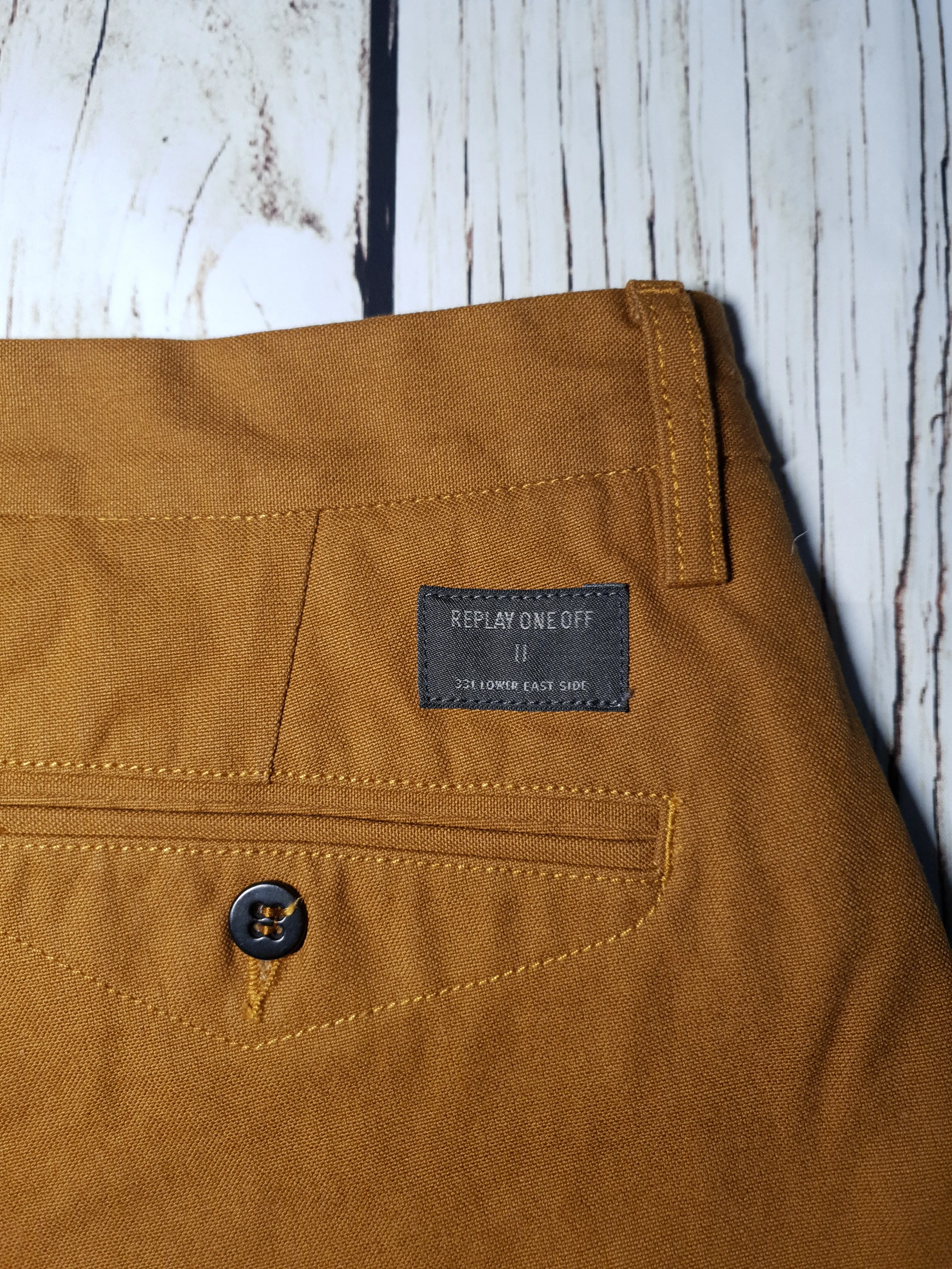 Replay Tan One Off II Yeldun Evolution Mens Cotton Canvas Jeans W33" L31"