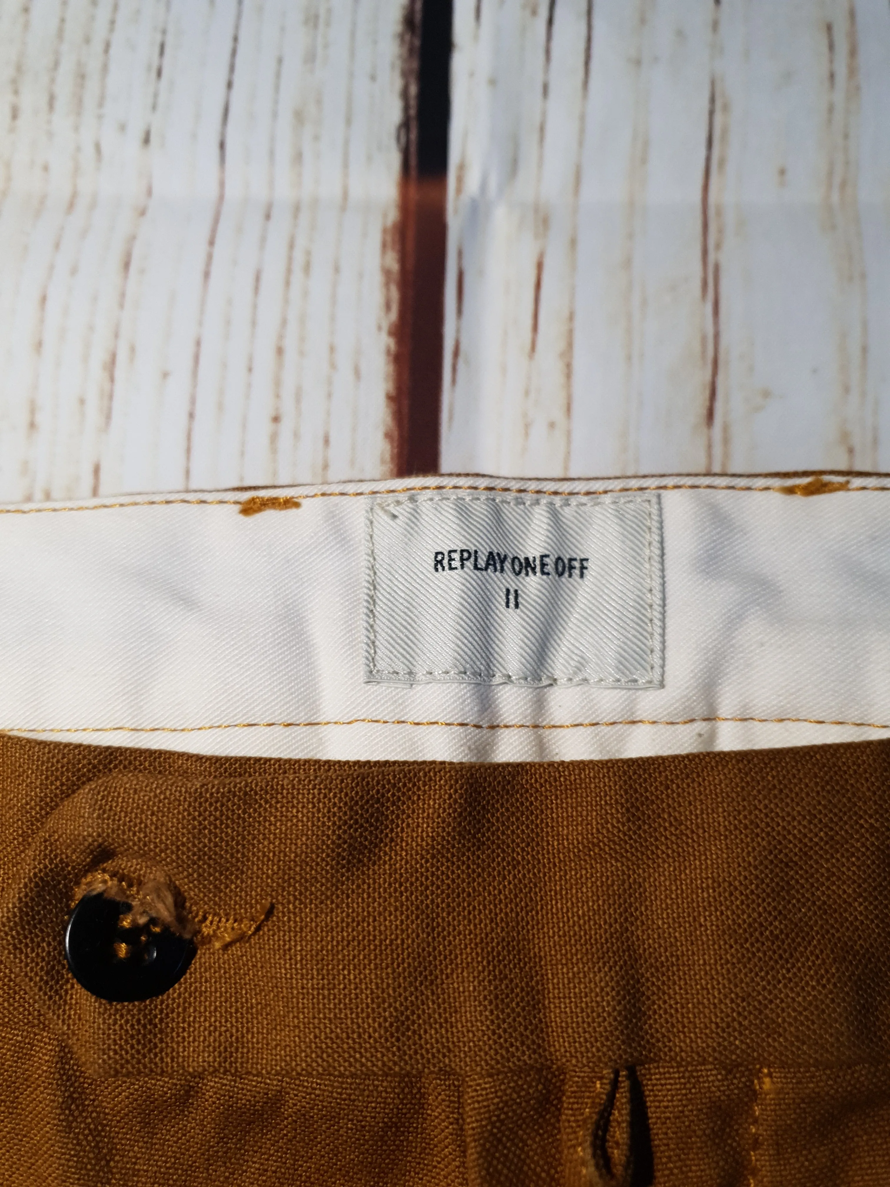 Replay Tan One Off II Yeldun Evolution Mens Cotton Canvas Jeans W33" L31"