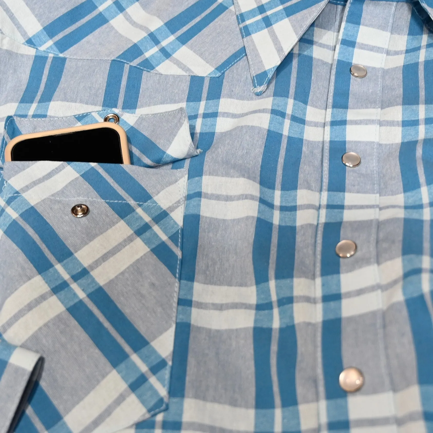 Sleeve Reaper Men's Shirt in Light Blue Plaid