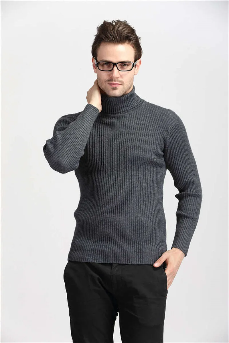 TURTLENECK MENS SWEATERS SLIM FIT PULLOVER