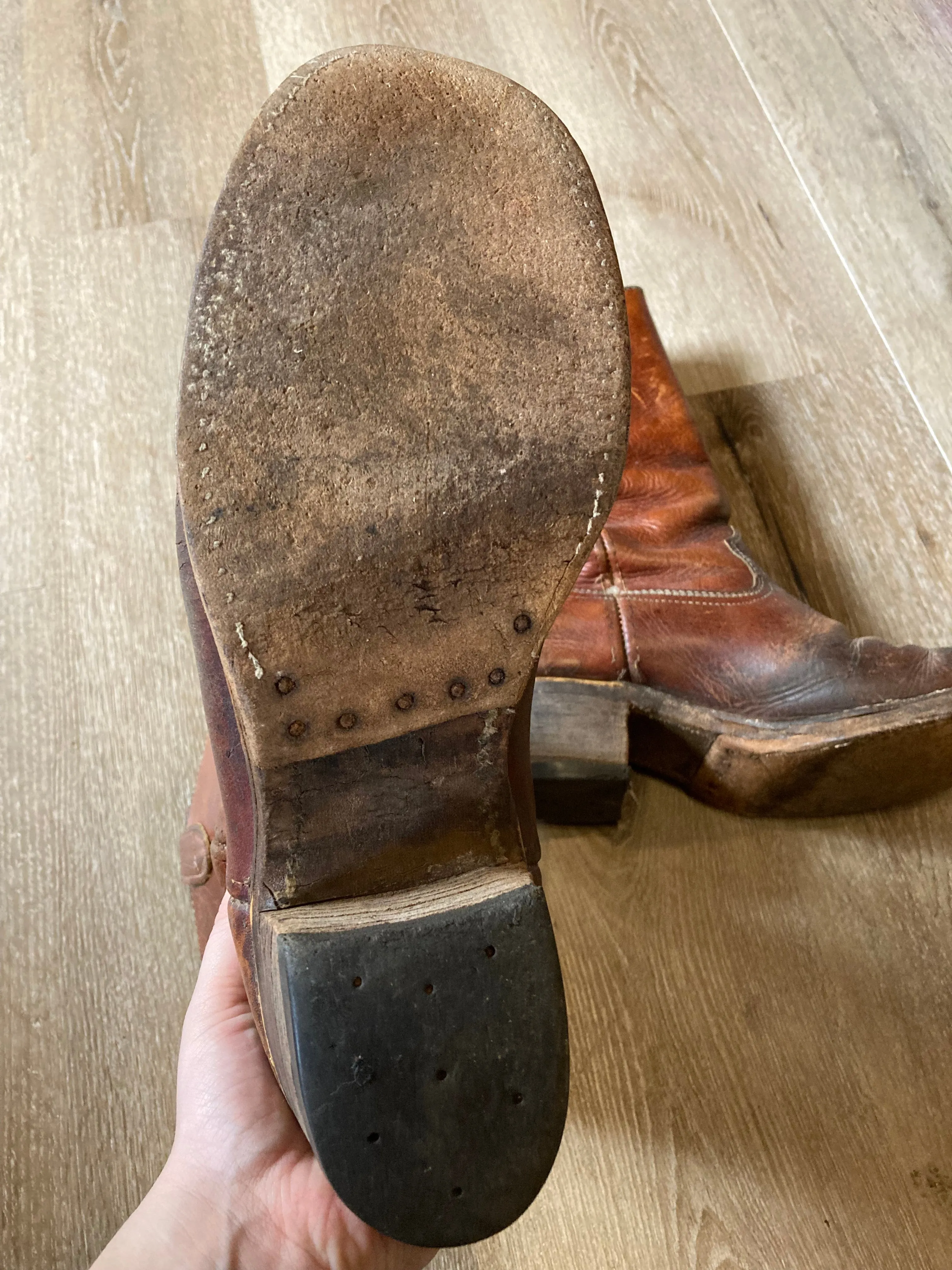 Vintage 70s Leather Boots, 9.5 Mens US/ 43 EUR
