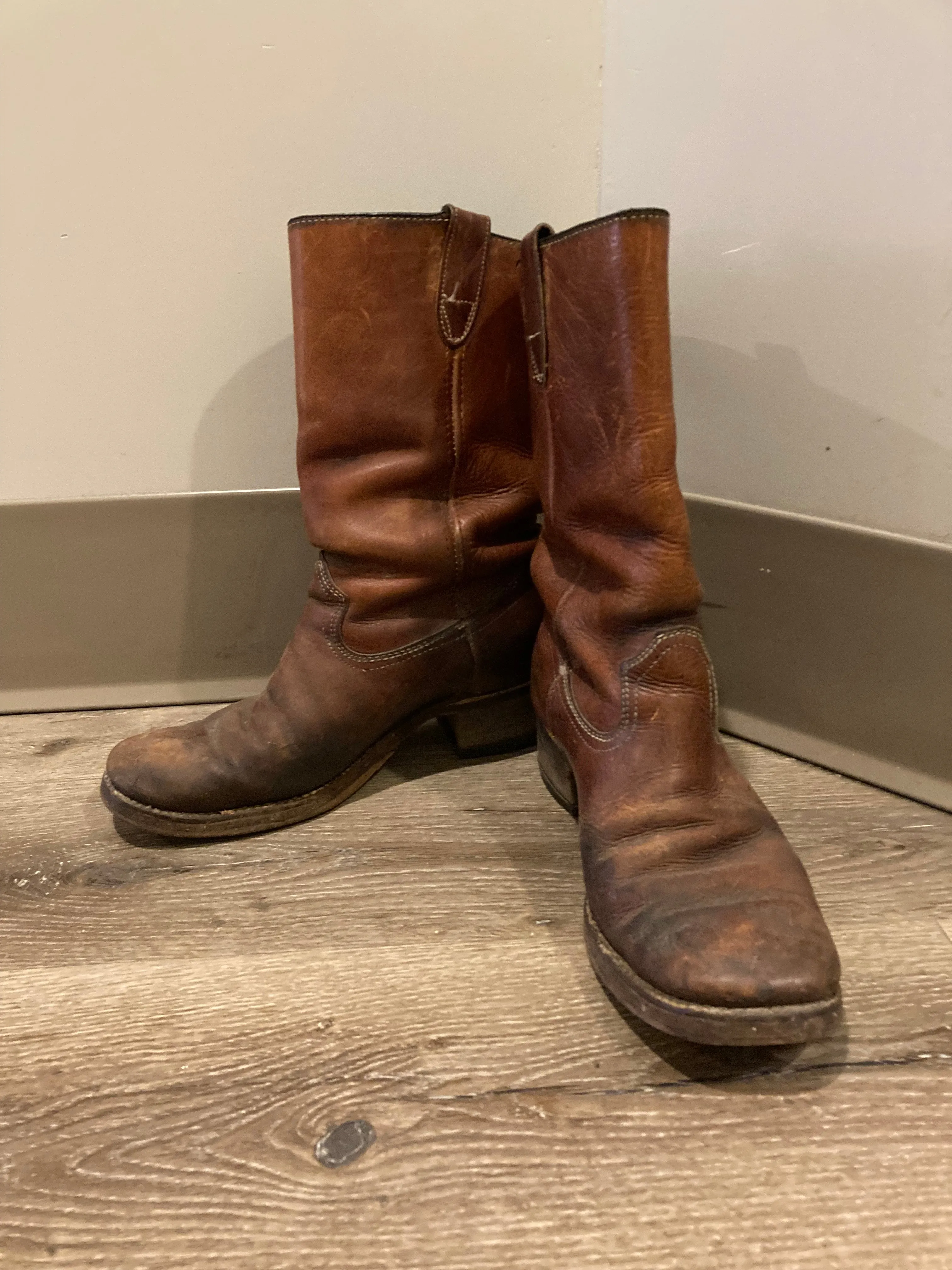 Vintage 70s Leather Boots, 9.5 Mens US/ 43 EUR