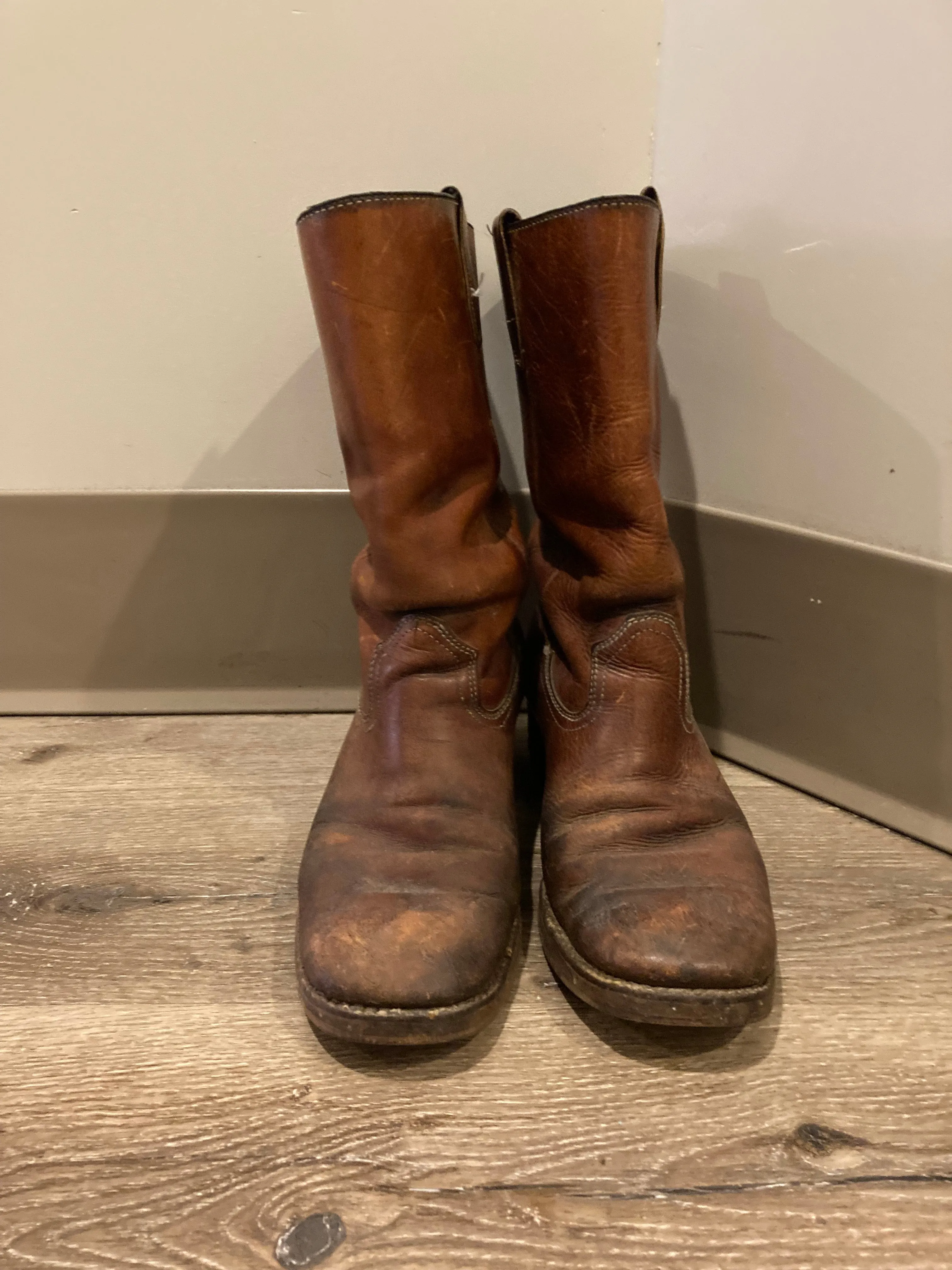 Vintage 70s Leather Boots, 9.5 Mens US/ 43 EUR