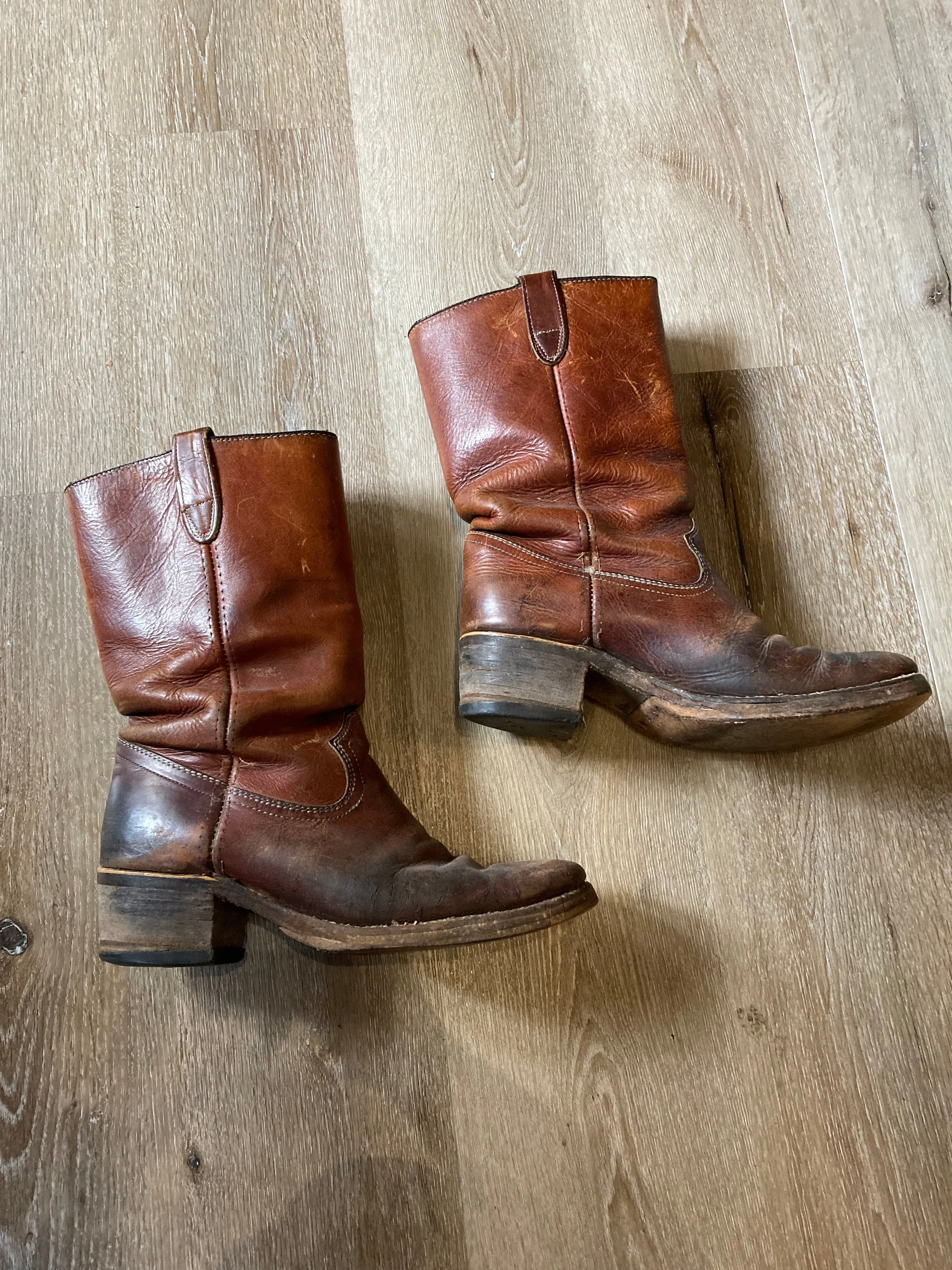 Vintage 70s Leather Boots, 9.5 Mens US/ 43 EUR