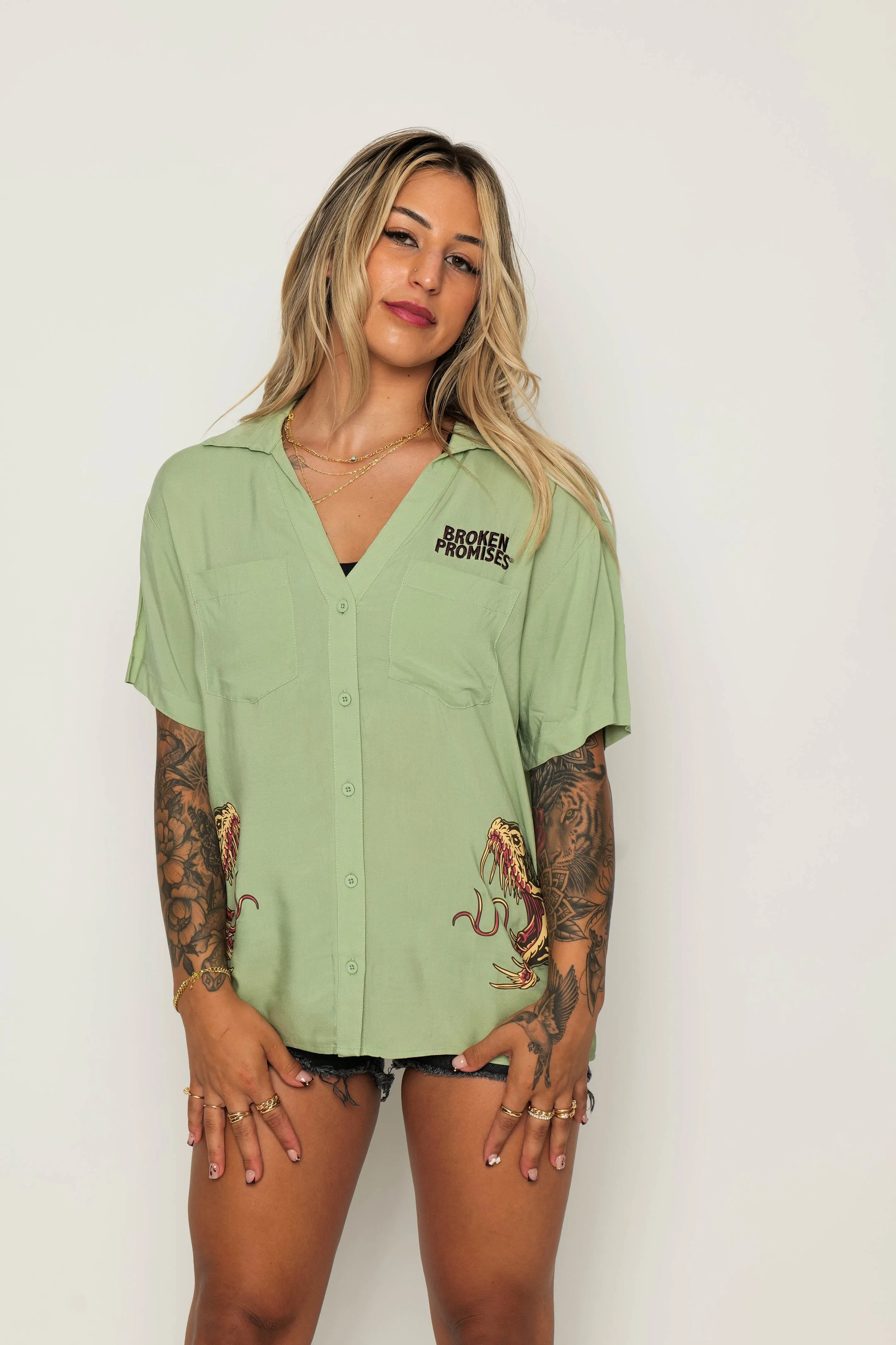 Viper Button Up Shirt Sage