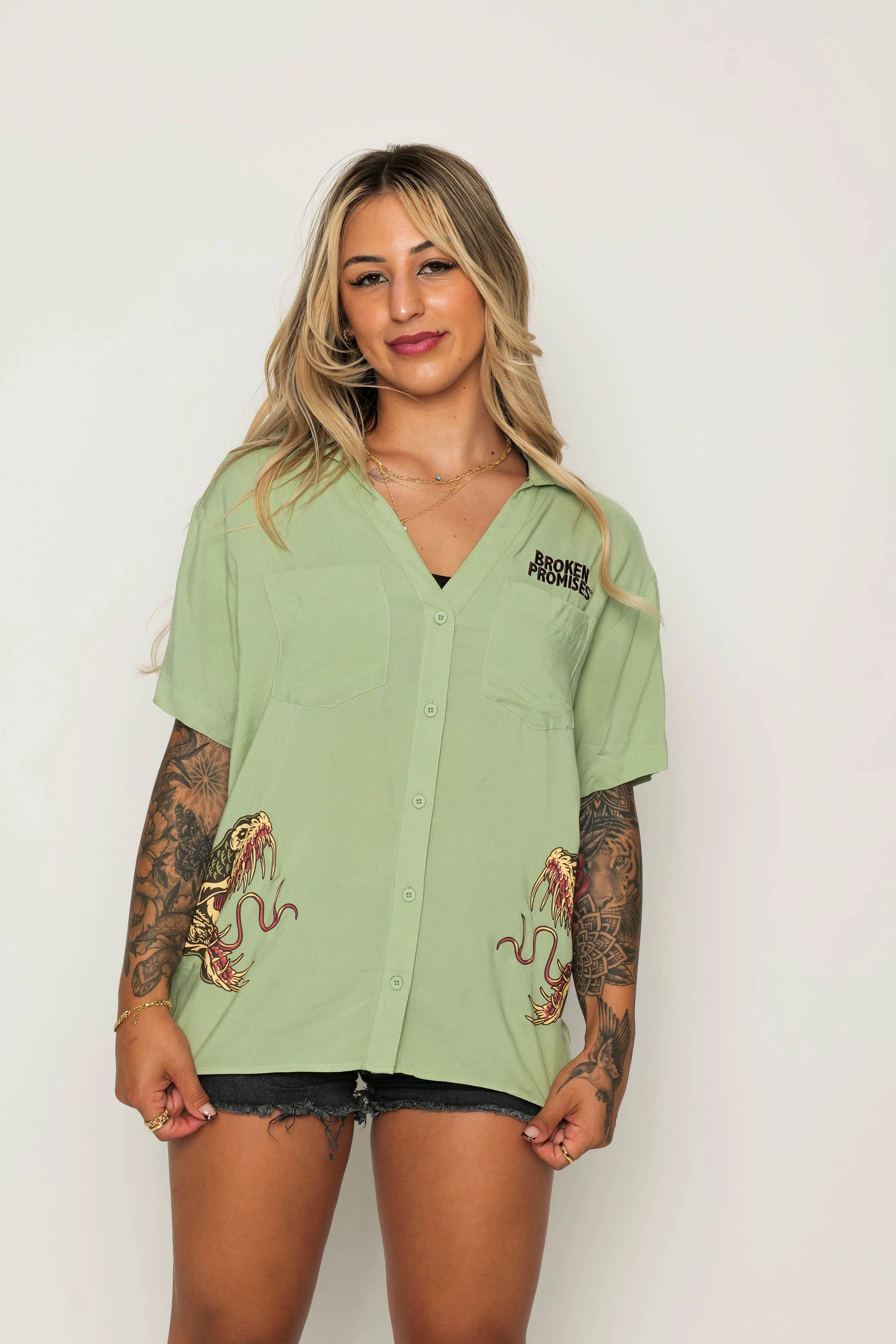 Viper Button Up Shirt Sage