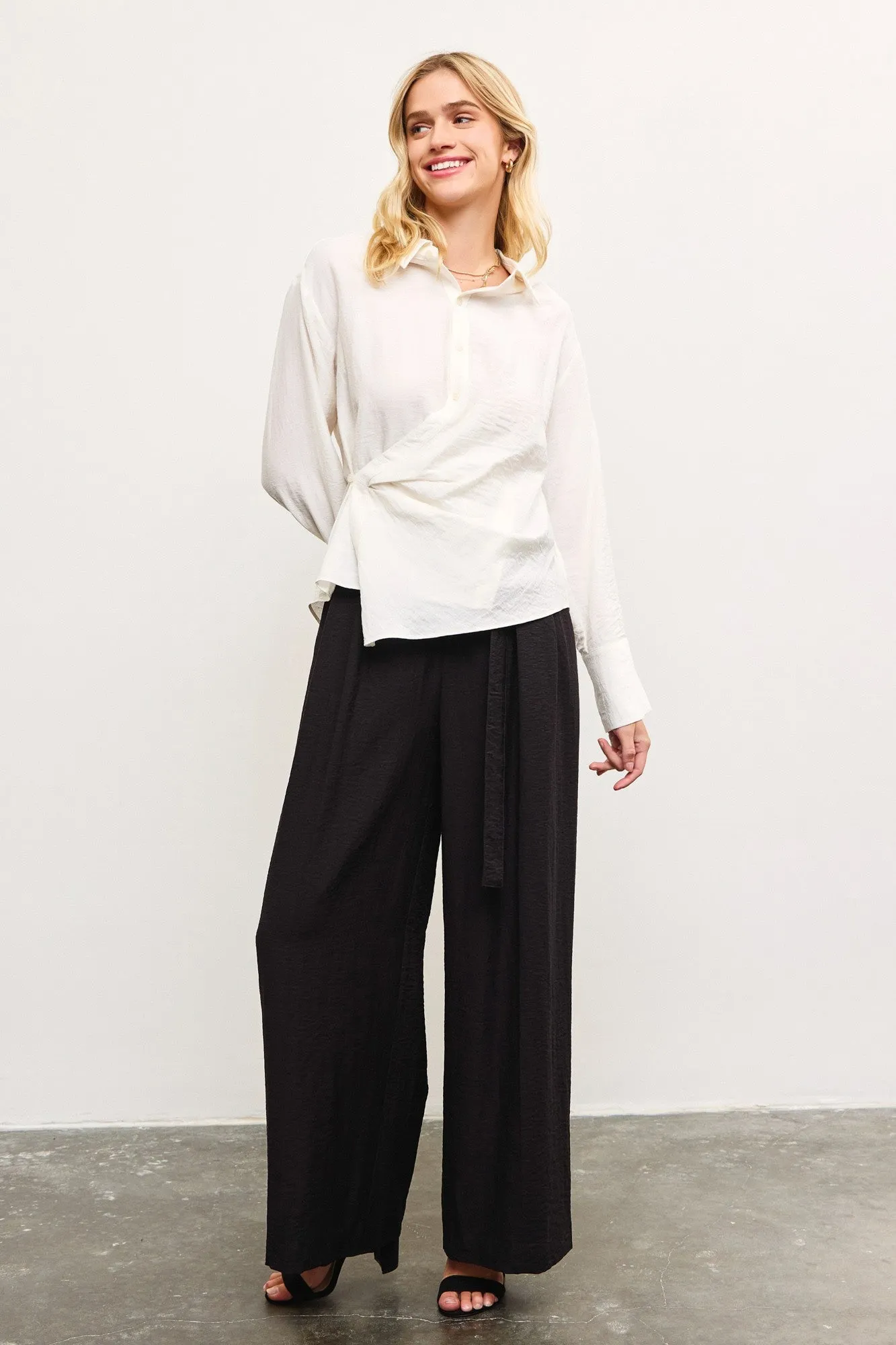 Wrap Front Button Down Shirt