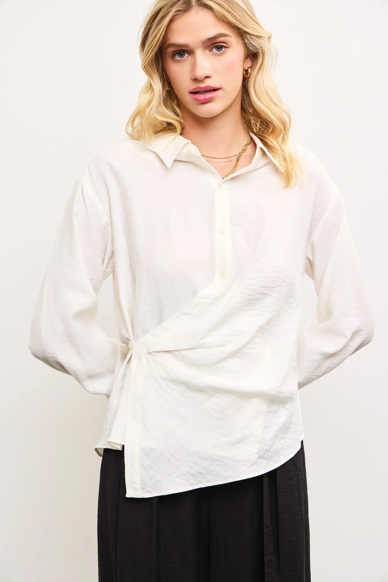 Wrap Front Button Down Shirt